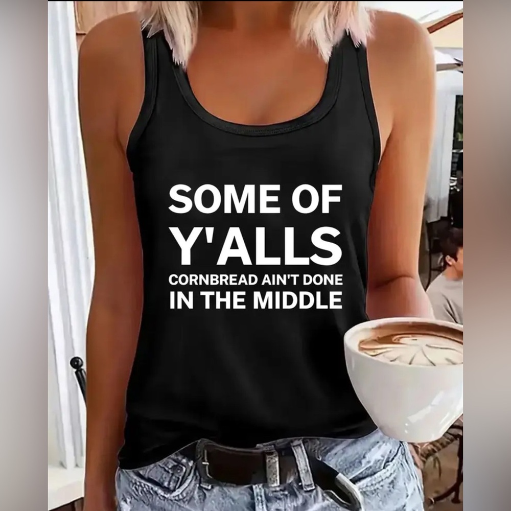 Women's Black Graphic Tank Top